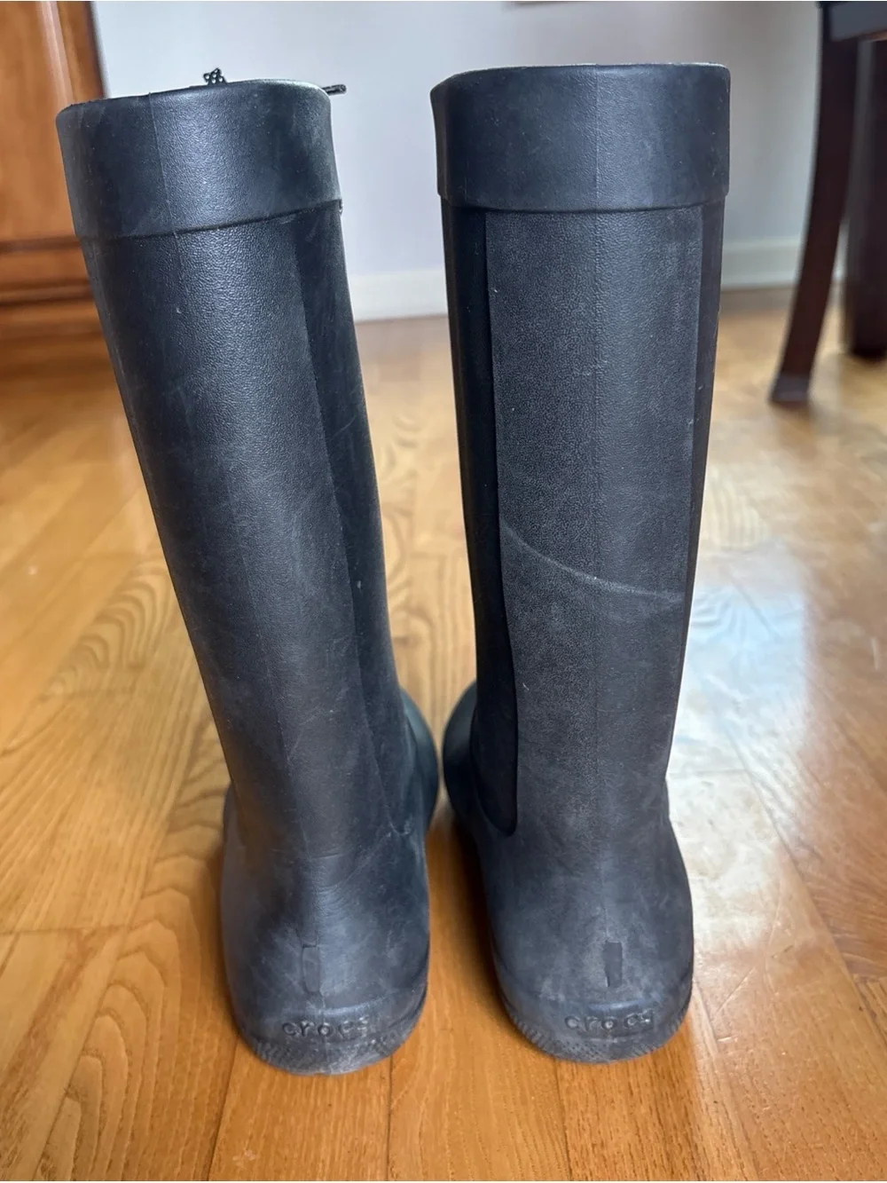 Crocs Women's Freesail Rain Boots Black Polkadot Laces Waterproof Womens Size 7